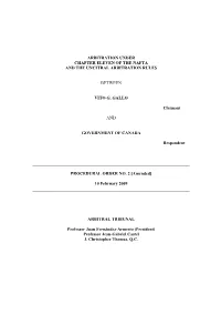 Arbitration Under Chapter Eleven of the Nafta and the Uncitral Arbitration Rules