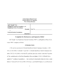 Complaint for Declaratory and Injunctive Relief
