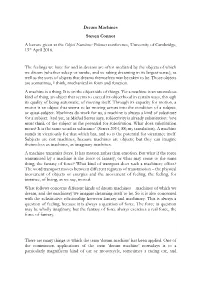 Dream Machines Steven Connor a Lecture Given at the Object Emotions: Polemics Conference, University of Cambridge, 15Th April 2016