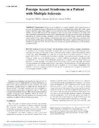 Foreign Accent Syndrome in a Patient with Multiple Sclerosis