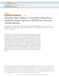 Genome-Scale Capture C Promoter Interactions Implicate Effector Genes at GWAS Loci for Bone Mineral Density