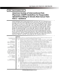 Guidelines for Responsible Opioid Prescribing in Chronic Non-Cancer Pain: Part 2 - Guidance