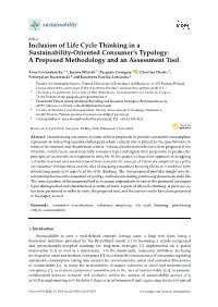 Inclusion of Life Cycle Thinking in a Sustainability-Oriented Consumer's