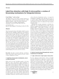 Label-Free Detection with High-Q Microcavities: a Review of Biosensing Mechanisms for Integrated Devices