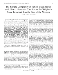 The Sample Complexity of Pattern Classification with Neural Networks