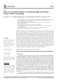 Why Use Ultrashort Pulses in Ophthalmology and Which Factors Affect Cut Quality