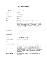 BS Cunningham Papers Rights and Access