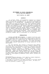 ENVIRONMENT in COASTAL ENGINEERING: DEFINITIONS and EXAMPLES** Cyril Galvin, M. ASCE* ABSTRACT in Current Usage, Environmental A
