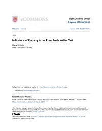 Indicators of Empathy in the Rorschach Inkblot Test