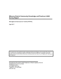 Mitooma District Community Knowledge and Practices LQAS Survey Report