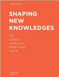 Shaping New Knowledges