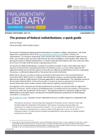 The Process of Federal Redistributions: a Quick Guide