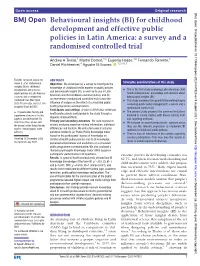 Behavioural Insights (BI) for Childhood Development and Effective Public Policies in Latin America: a Survey and a Randomised Controlled Trial