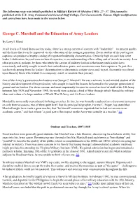 George C. Marshall and the Education of Army Leaders