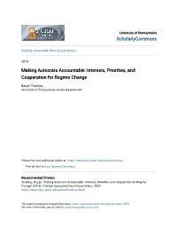 Making Autocrats Accountable: Interests, Priorities, and Cooperation for Regime Change