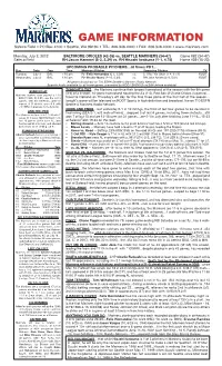 Mariners Game Notes • Monday • July 2, 2012 • Vs