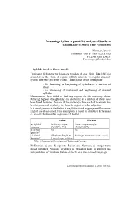 Measuring Rhythm. a Quantified Analysis of Southern Italian Dialects Stress Time Parameters