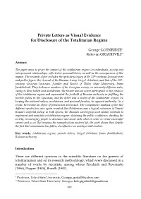 Private Letters As Visual Evidence for Disclosure of the Totalitarian Regime