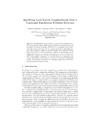 Specifying Local Search Neighborhoods from a Constraint Satisfaction Problem Structure