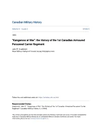 The History of the 1St Canadian Armoured Personnel Carrier Regiment