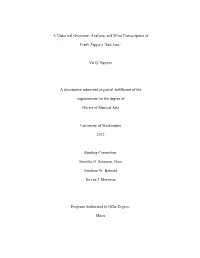 A Historical Overview, Analysis, and Wind Transcription of Frank Zappa's