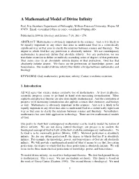 A Mathematical Model of Divine Infinity