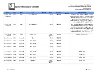 Electronic Store Inventory As of 10/22/2020 to Order and for More Information Call Or Email (210) 271-8806 Electronicstore@Goodwillsa.Org