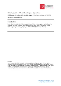 Historiographies of Plant Breeding and Agriculture LSE Research Online URL for This Paper: Version: Accepted Version