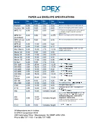 PAPER and ENVELOPE SPECIFICATIONS