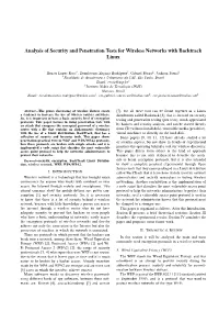 Analysis of Security and Penetration Tests for Wireless Networks with Backtrack Linux