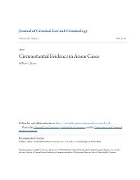 Circumstantial Evidence in Arson Cases William C