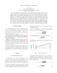 Error in Modern Astronomy