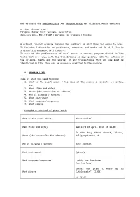 How to Write Concert Programme Notes