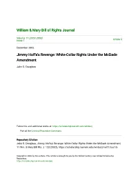 Jimmy Hoffa's Revenge: White-Collar Rights Under the Mcdade Amendment