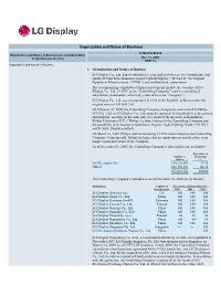 Organization and Nature of Business LG Display Co., Ltd. and Its