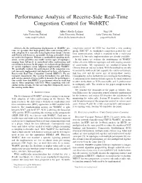 Performance Analysis of Receive-Side Real-Time Congestion Control for Webrtc