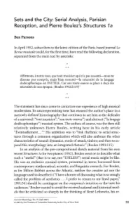 Serial Analysis, Parisian Reception, and Pierre Boulez's Structures 1A
