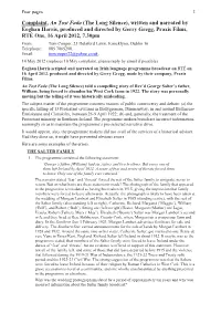 Complaint, an Tost Fada (The Long Silence), Written and Narrated By
