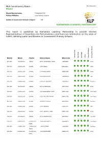 MLA Constituency Name This Report Is Published by Karnataka Learning