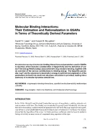 Molecular Binding Interactions: Their Estimation and Rationalization in Qsars in Terms of Theoretically Derived Parameters