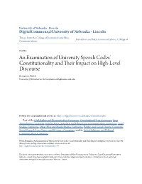 An Examination of University Speech Codes' Constitutionality and Their