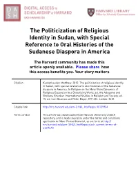 Politicization of Religion in Sudan Has Been Bound Together with Processes of Globalization in at Least Two Important Ways