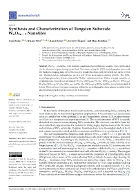 Synthesis and Characterization of Tungsten Suboxide Wno3n−1 Nanotiles