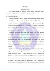 CHAPTER I INTRODUCTION This Chapter Presents Five Subtopics