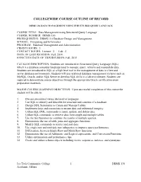 Collegewide Course Outline of Record