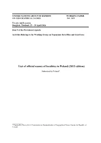 List of Official Names of Localities and Their Parts” Was Published in Poland