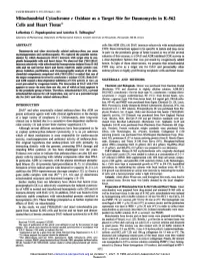 Mitochondrial Cytochrome C Oxidase As a Target Site for Daunomycin in K-562 Cells and Heart Tissue1