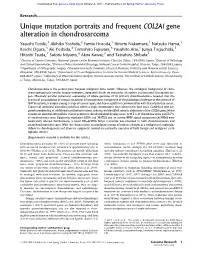Unique Mutation Portraits and Frequent COL2A1 Gene Alteration in Chondrosarcoma