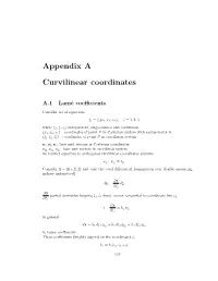 Appendix a Curvilinear Coordinates