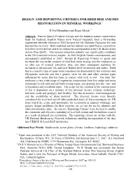 Design & Reporting Criteria for Reed Bed & Fen